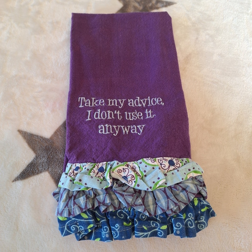 Vintage Split‎ P 100% Cotton Kitchen Tea Towel Embroidered Ruffles Novelty Funny